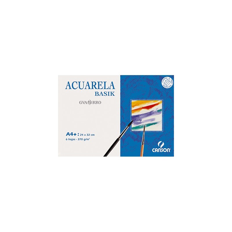 Materiais Belas Artes - Basik Aquarela, (minipack) 6 f., 370 gr., 24x32 cm (A4+) | totenart.com