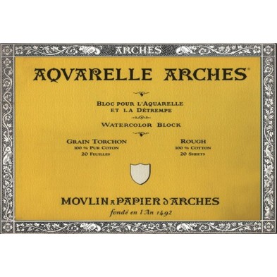 Materiais Belas Artes - Aquarela Arches 185 gr, 26x36 cm, G. Grosso, bloco 20 f. | totenart.com