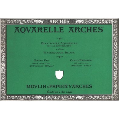 Materiais Belas Artes - Aquarela Arches 300 gr, 23x31 cm, G. Fino, bloco 20 f. | totenart.com