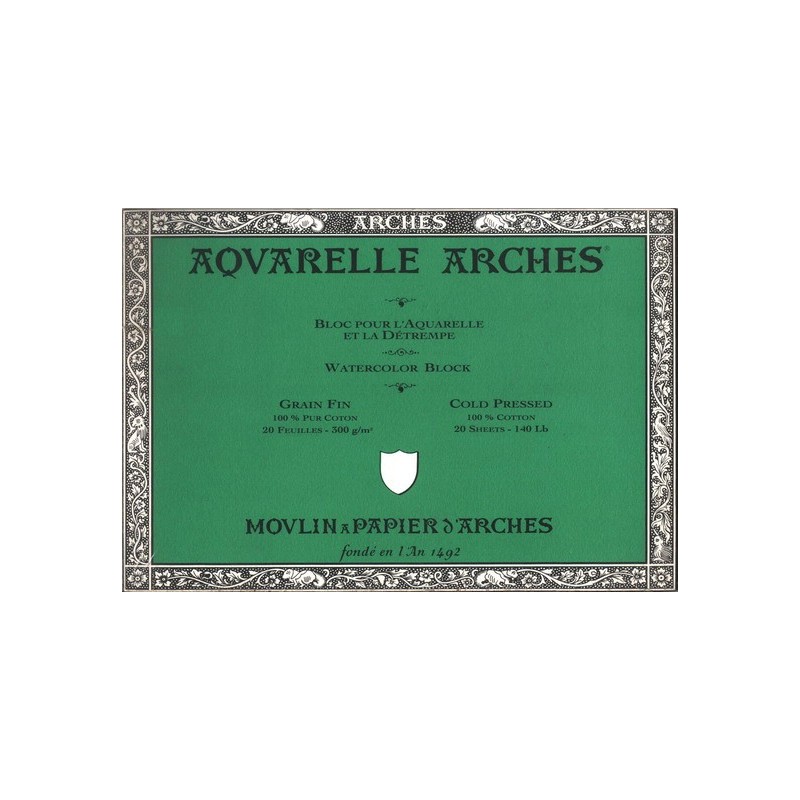 Materiais Belas Artes - Aquarela Arches 300 gr, 46x61 cm, G. Fino, bloco 20 f. | totenart.com