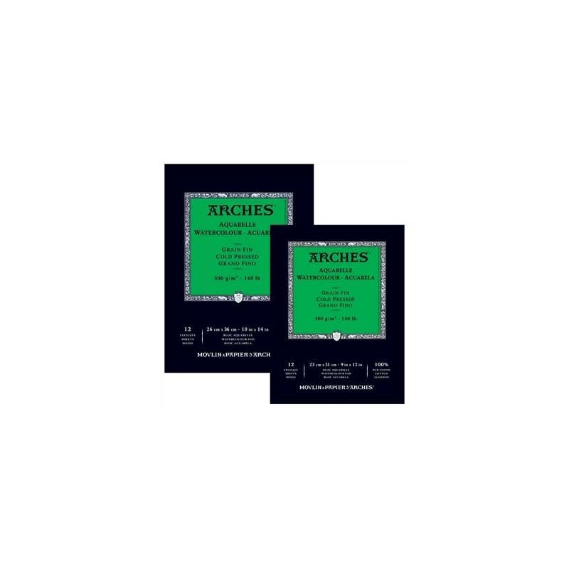 Materiais Belas Artes - Aquarela Arches 300 gr, 26x36 cm, G. Fino, bloco 12 f. | totenart.com