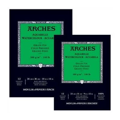 Materiais Belas Artes - Aquarela Arches 300 gr, 23x31 cm, G. Fino, bloco 12 f. | totenart.com
