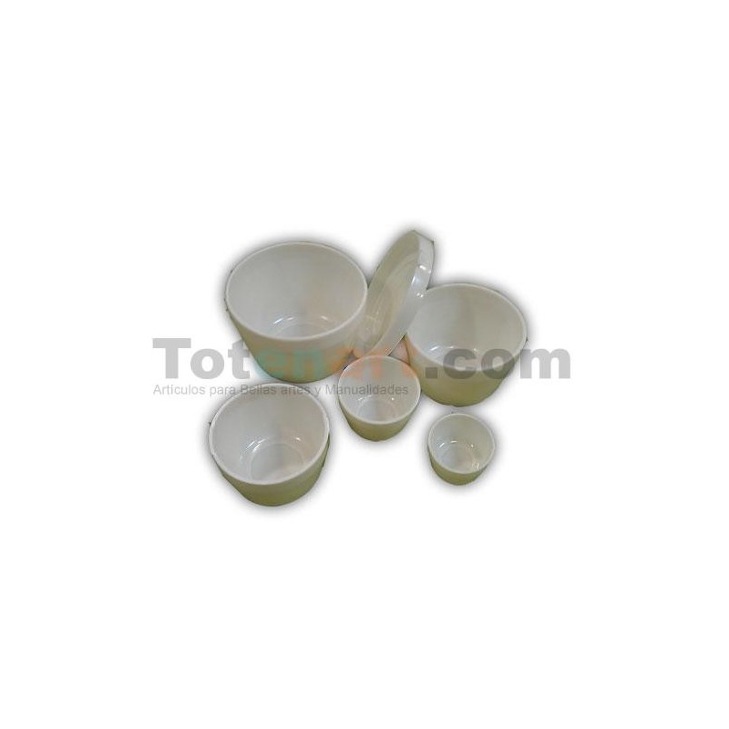 Set 5 pocillos plastico, 3-7 cm.