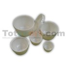 Set 5 pocillos plastico, 3-7 cm.