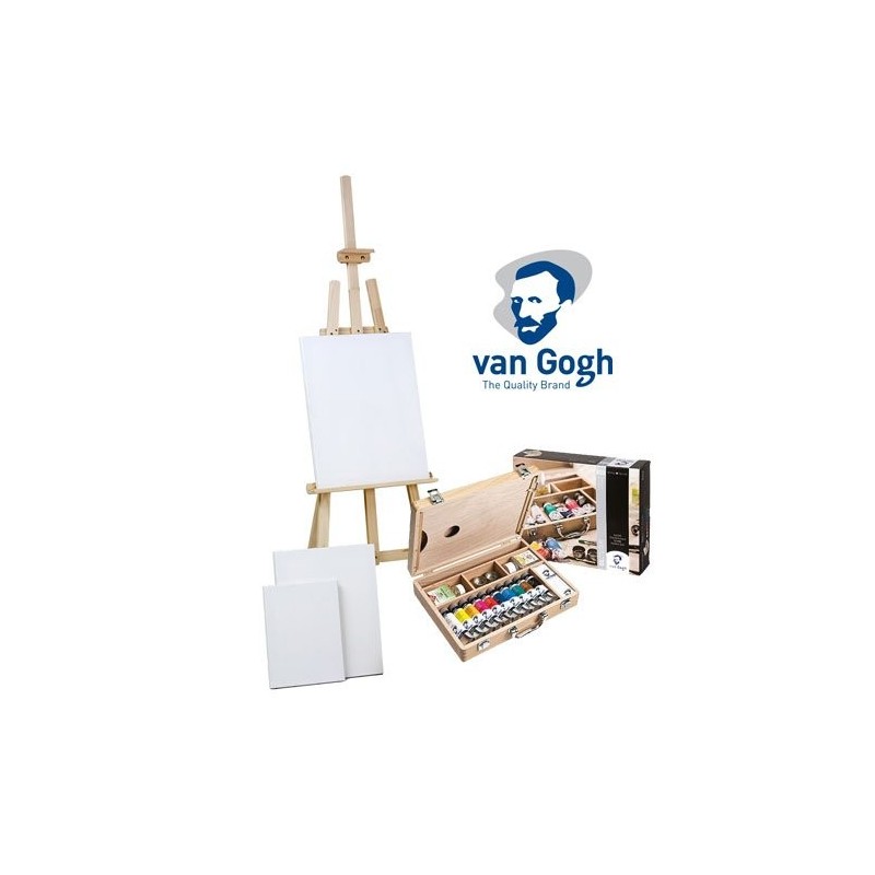 Materiais Belas Artes - Set de regalo óleo Van Gohg: maleta, caballete y 3 lienzos | totenart.com