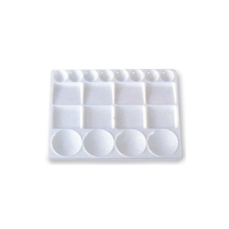 Materiais Belas Artes - Paleta Plastico Retangular de 20 bucaros, 25x33 cm. | totenart.com