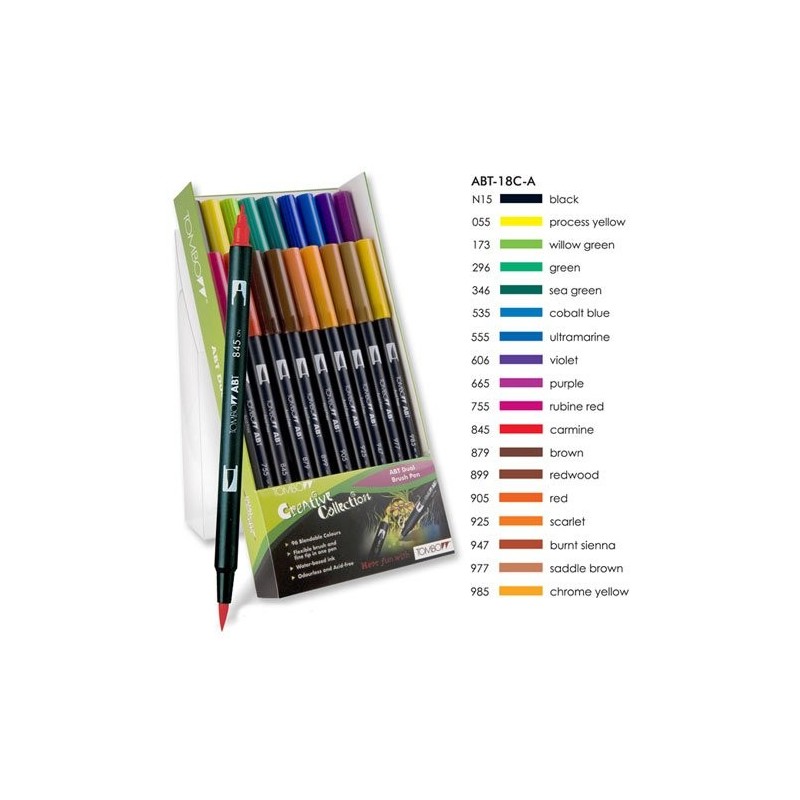 Marcador Tombow, Set de 18 Cores Primarios