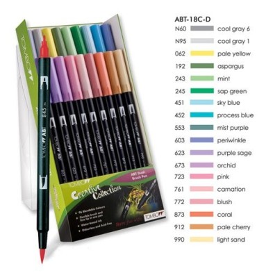 Marcador Tombow, Set de 18 Cores Pasteles
