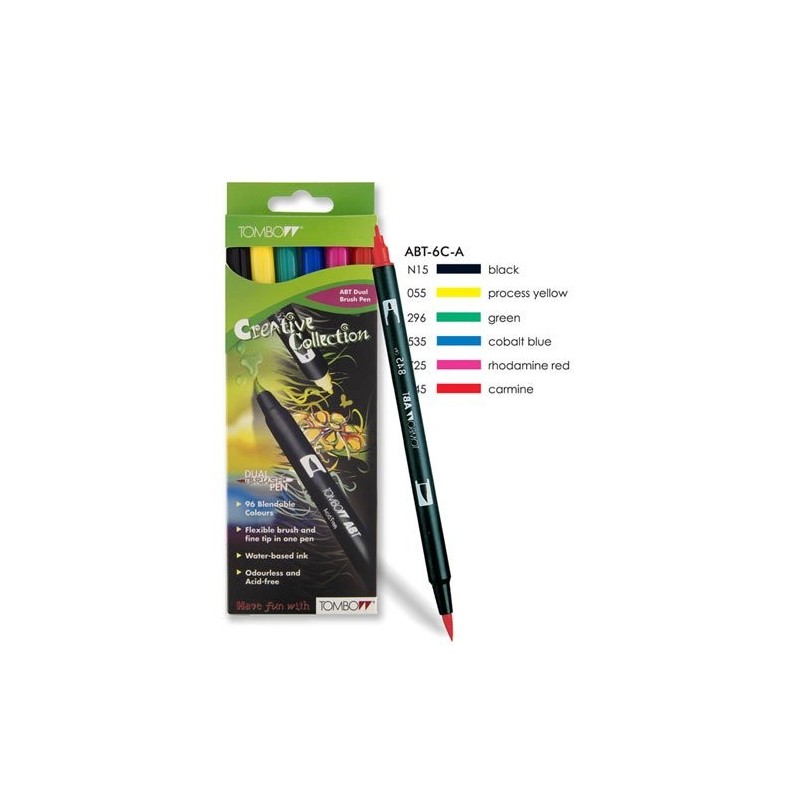 Marcador Tombow, Set de 6 Cores Primarios