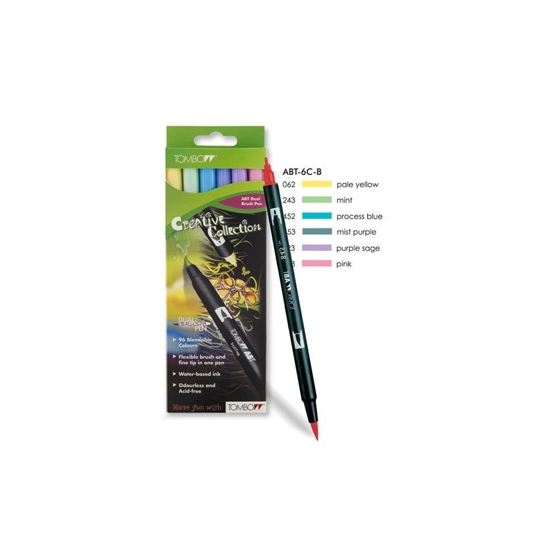 Marcador Tombow, Set de 6 Cores Pasteles