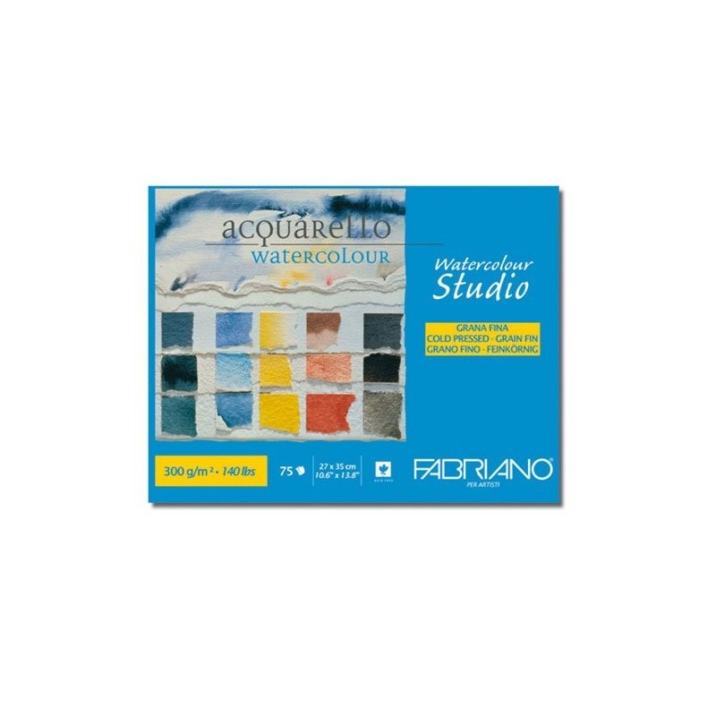 Materiais Belas Artes - Aquarela Fabriano 300 gr, 27x35 cm, G. Fino, block 75 s. | totenart.com