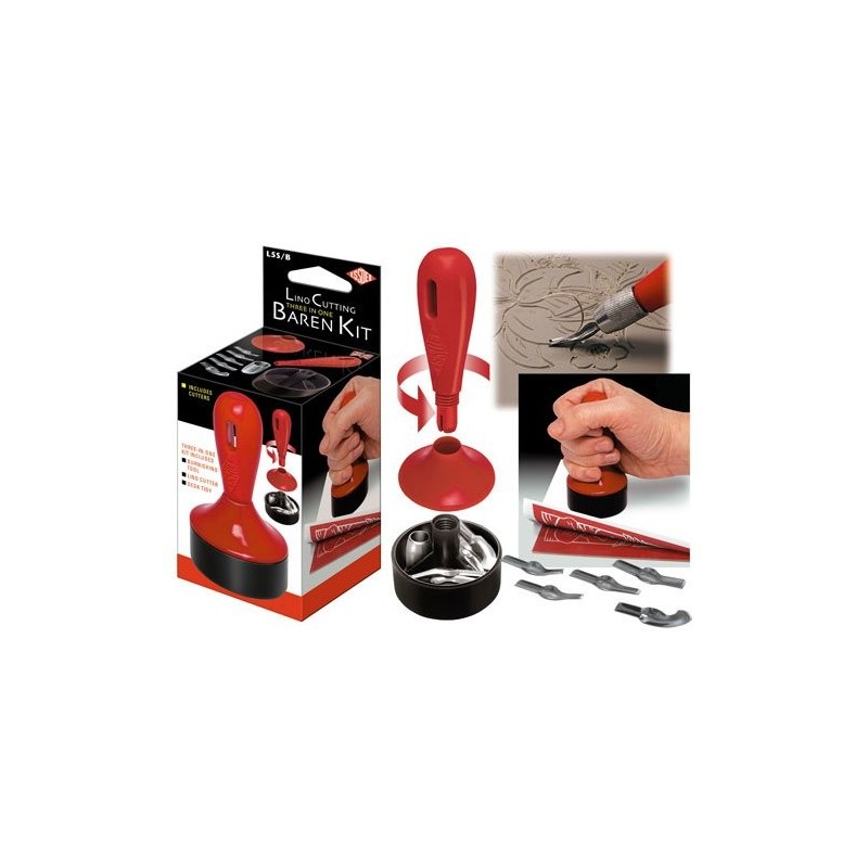 Materiais Belas Artes - Conjunto \nLinogravura com Baren, manga e 5 pontas de caneta ESSDEE | totenart.com