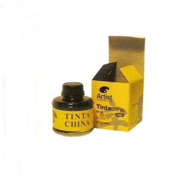 Tinta Chinesa Preta, frasco 60 ml.