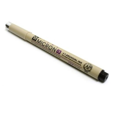 Materiais Belas Artes - Marcador preto Pigma Micron Sakura 03, 0.35 mm. | totenart.com