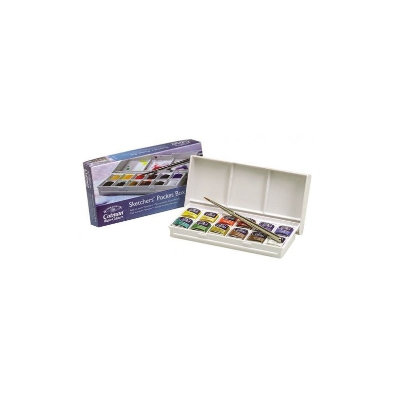 Materiais Belas Artes - Caixa 12 aquarelas Cotman 1/2 godet e pincel Winsor & Newton | totenart.com\n