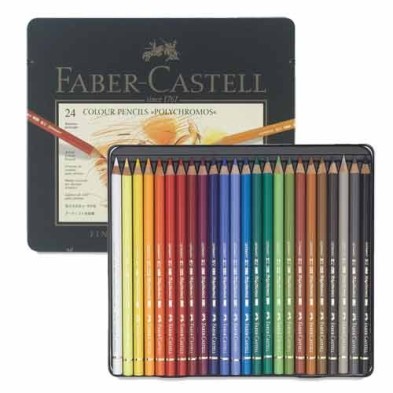 Materiais Belas Artes - Caixa metal Lápis Cor POLYCHROMO, Faber Castell (24 cores) | totenart.com