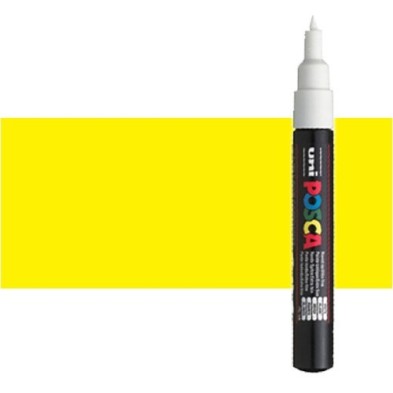 Materiais Belas Artes - Marcador Posca Amarelo (N. 2) PC1M, ponta redonda (0.7 mm.) | totenart.com