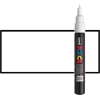 Materiais Belas Artes - Marcador Posca Branco (N. 1) PC1M, ponta redonda (0.7 mm.) | totenart.com