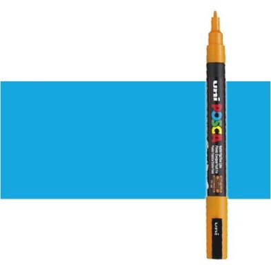 Materiais Belas Artes - Marcador Posca azul claro (N. 8) PC3M, ponta redonda (0.9-1.3 mm.) | totenart.com