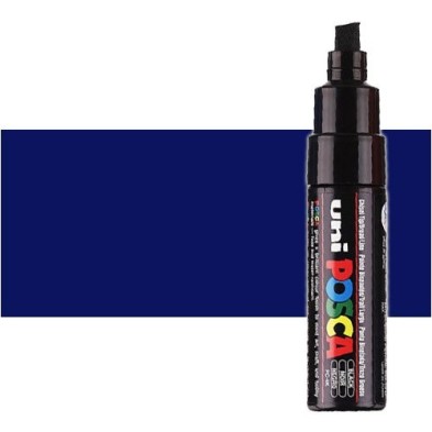 Materiais Belas Artes - Marcador Posca Azul (N. 33) PC8K, ponta chanfrado (8 mm.) | totenart.com