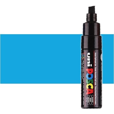 Materiais Belas Artes - Marcador Posca Azul claro (N. 8) PC8K, ponta chanfrado (8 mm.) | totenart.com