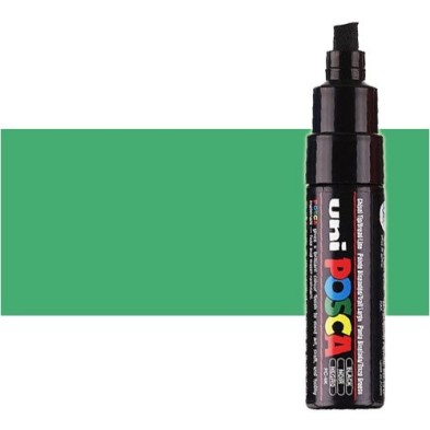 Materiais Belas Artes - Marcador Posca Verde metálico (N. M6) PC8K, ponta chanfrado (8 mm.) | totenart.com