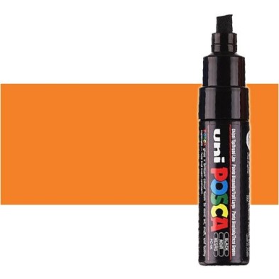 Materiais Belas Artes - Marcador Posca Laranja (N. 4) PC8K, ponta chanfrado (8 mm.) | totenart.com