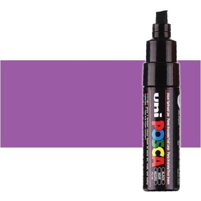 Materiais Belas Artes - Marcador Posca Violeta (M. 12) PC8K, ponta chanfrado (8 mm.) | totenart.com
