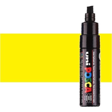 Materiais Belas Artes - Marcador Posca Amarelo (N. 2) PC8K, ponta chanfrado (8 mm.) | totenart.com
