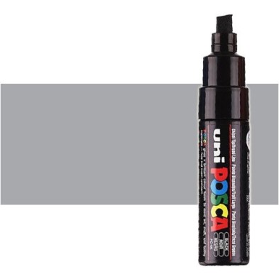Materiais Belas Artes - Marcador Posca Prata (N. 26) PC8K, ponta chanfrado (8 mm.) | totenart.com