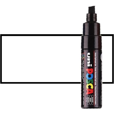 Materiais Belas Artes - Marcador Posca Branco (N. 1) PC8K, ponta chanfrado (8 mm.) | totenart.com