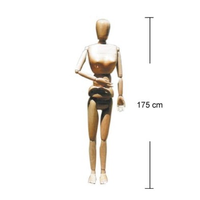 Articulated Mannequin 175 cm, feminino,  Natural wood