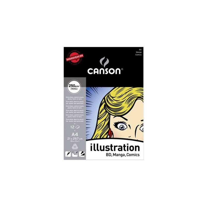 Materiais Belas Artes - Bloc Enc A4, 12H Canson Illustration Liso 250g | totenart.com