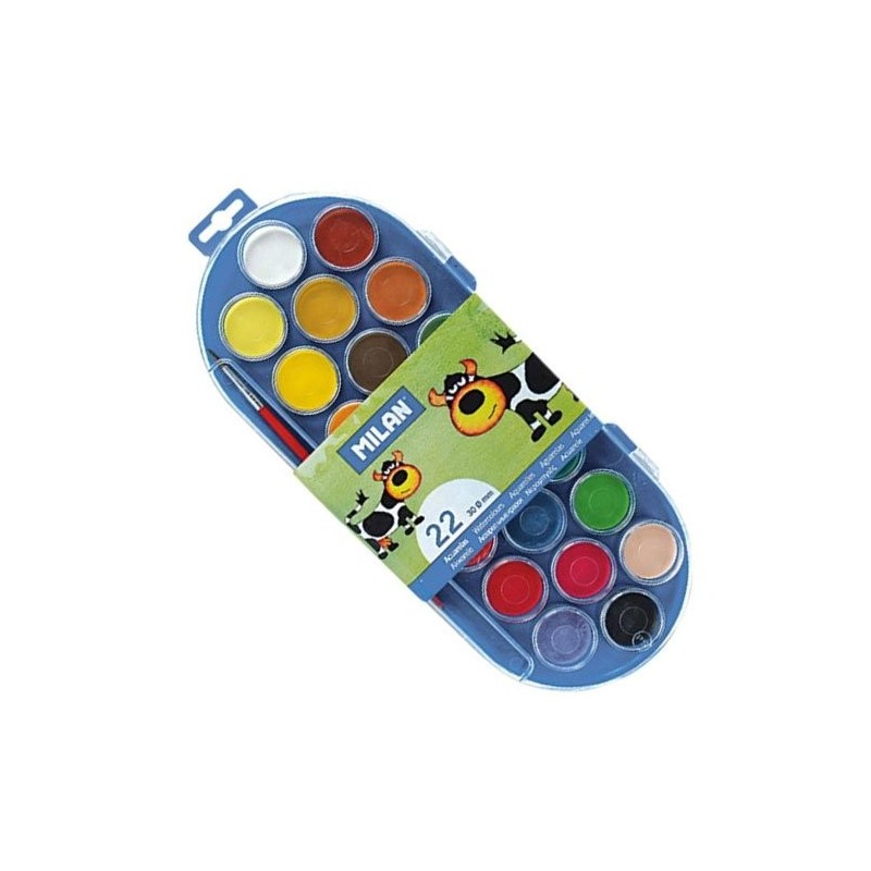 Materiais Belas Artes - Caixa Aquarela Milan 22 cores 30 mm. & pincel | totenart.com\n
