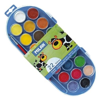 Materiais Belas Artes - Caixa Aquarela Milan 22 cores 30 mm. & pincel | totenart.com\n