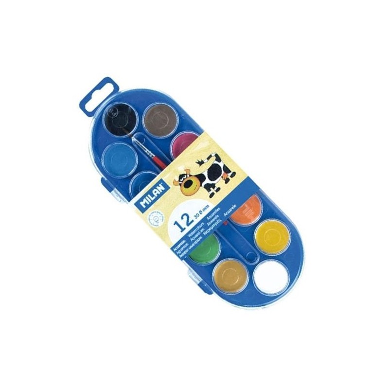 Materiais Belas Artes - Estojo Aquarela Milan 12 cores 30 mm. & pincel | totenart.com\n