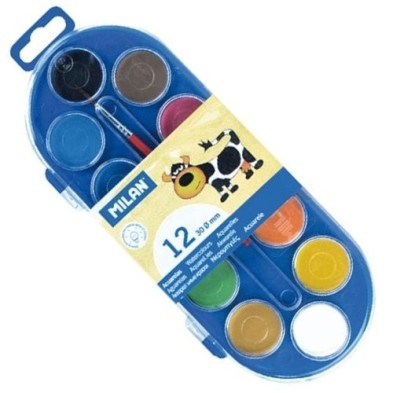 Materiais Belas Artes - Estojo Aquarela Milan 12 cores 30 mm. & pincel | totenart.com\n