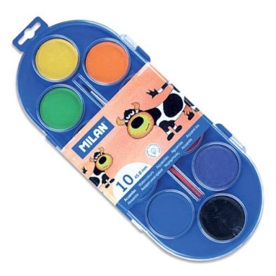 Materiais Belas Artes - Caixa Aquarela Milan 10 cores 45mm. & pincel | totenart.com\n