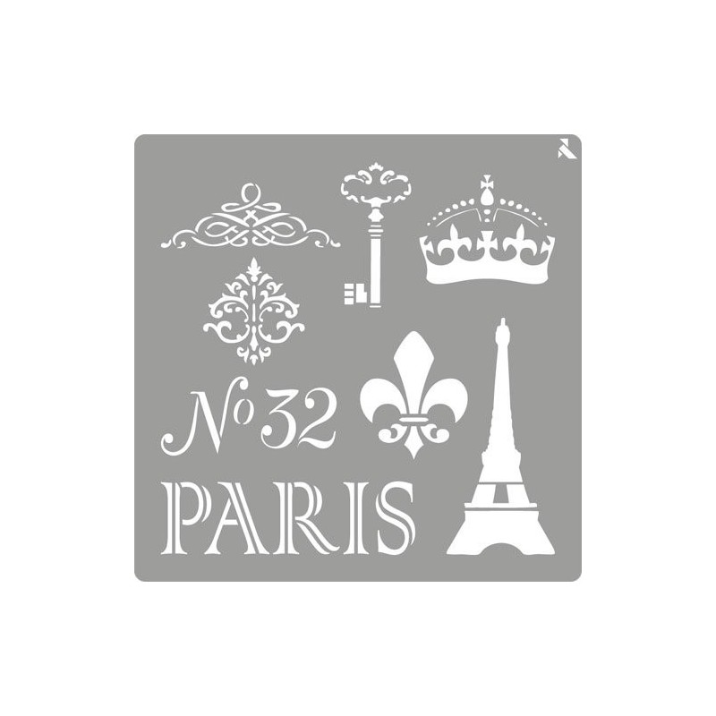 Materiais Belas Artes - Stencil 06 Paris 20x20cm. La Pajarita | totenart.com