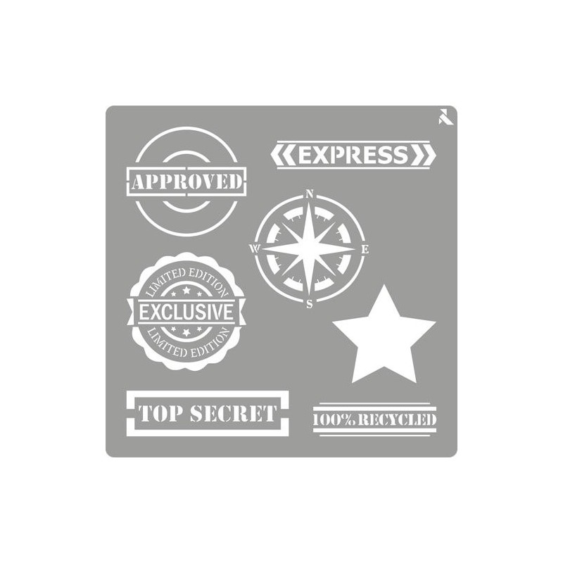 Materiais Belas Artes - Stencil 04 Stamps 20x20cm. La Pajarita | totenart.com