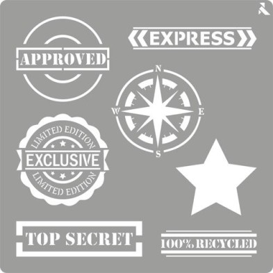 Materiais Belas Artes - Stencil 04 Stamps 20x20cm. La Pajarita | totenart.com