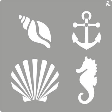 Materiais Belas Artes - Stencil 03 Sea 20x20cm. La Pajarita | totenart.com