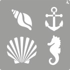 Materiais Belas Artes - Stencil 03 Sea 20x20cm. La Pajarita | totenart.com