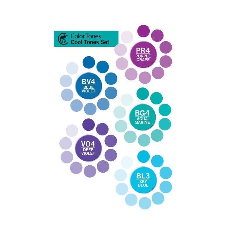 Materiais Belas Artes - Caso Chameleon de 5 Marcadores Tons Frios | totenart.com