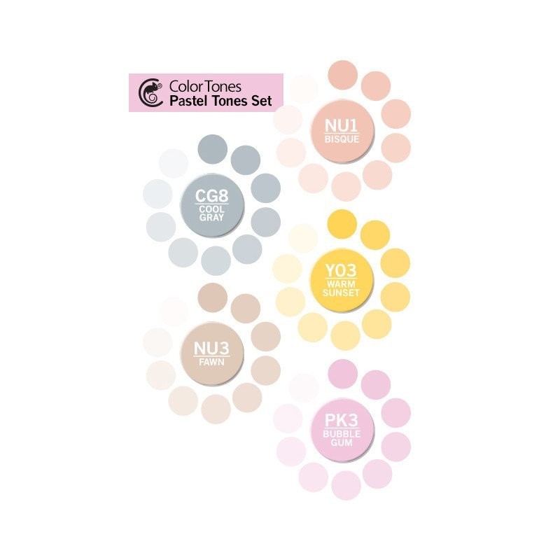 Materiais Belas Artes - Caso Chameleon de 5 Marcadores Tons Pastel | totenart.com