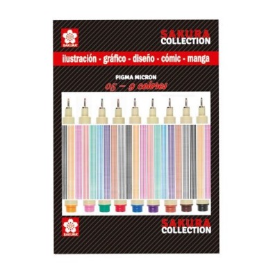 \nMateriais Belas Artes - Set 9 marcadores várias cores Pigma Micron Sakura n. 05 | totenart.com