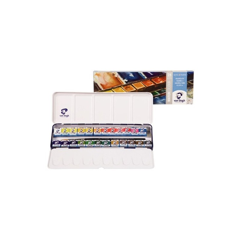 Materiais Belas Artes - Caixa de metal com 24 aquarelas Van Gogh e pincel | totenart.com\n