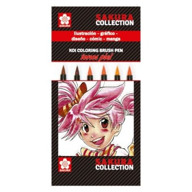 Materiais Belas Artes - Set 6 marcadores PELE Koi Coloring Sakura ponta do pincel | totenart.com\n