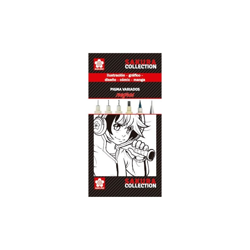 Materiais Belas Artes - Set marcadores PRETOS Pigma Sakura | totenart.com