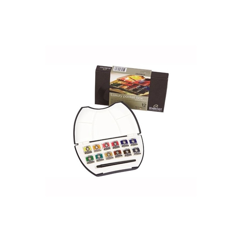 Materiais Belas Artes - Caixa Pocket Box 12 pastilhas (1/2 godet) aquarelas Rembrandt | totenart.com\n